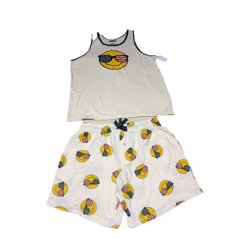 NWT MAD Engine Men’s Smile Pajama Set Small Tank Top Shorts Lounge Sleepwear
